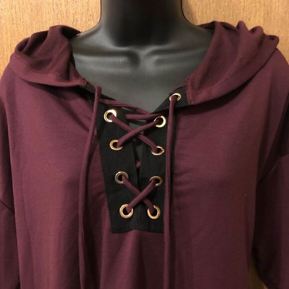 Hippie Chic Burgundy colored hoodie Size L - Picture 3 of 6